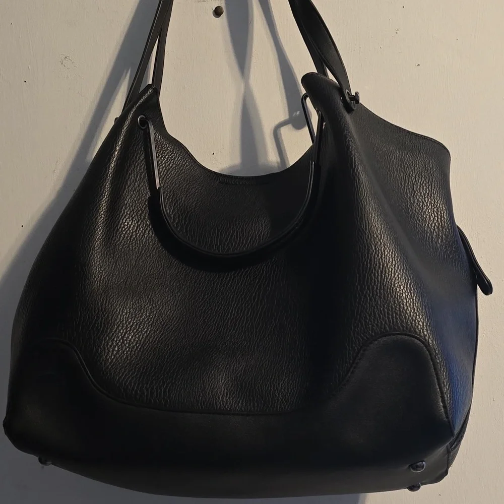 Sondra Roberts Black Leather Tote Bag